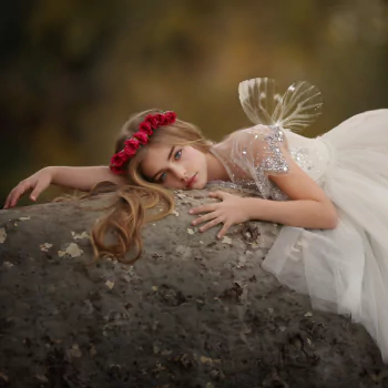  Little Angel with Rose Wreath in Hair by Katie Andelman