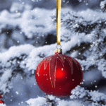 Download Snowfall Snow Tree Red Christmas Ornaments Christmas Holiday PFP