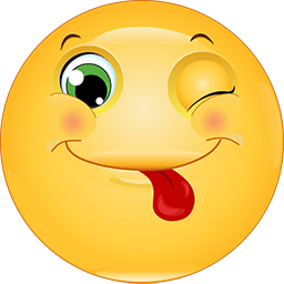 Funny smiley forum avatar: winking yellow emoji with tongue out, rosy cheeks and playful grin, used as a profile photo.