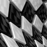 Abstract black and white 3D art featuring geometric shapes arranged in a dynamic pattern, creating a striking visual for a forum avatar or profile photo.
