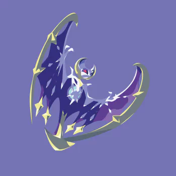 Minimalist Lunala (Pokémon Sun and Moon) depicted as a stylized purple crescent — a video game forum avatar/profile picture.
