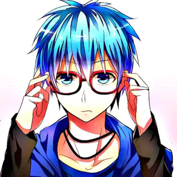 Anime character Tetsuya Kuroko from Kuroko's Basketball adjusts his glasses, featured in a colorful forum avatar/profile photo.
