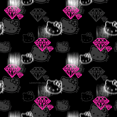 Patterned forum avatar featuring repeated Hello Kitty faces and pink diamonds on a dark background, blending cute anime style with edgy design elements.