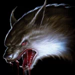 Dark-themed forum avatar featuring a fierce werewolf with glowing red eyes and sharp teeth, set against a black background.