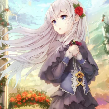 blue eyes white hair sad blonde Anime girl anime girl sad anime PFP