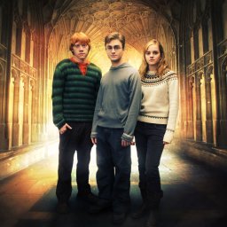 Forum avatar featuring Ron Weasley, Hermione Granger, and Harry Potter standing together in a warmly lit, arched corridor from the Harry Potter movie series.