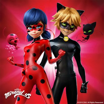 Forum avatar featuring characters Ladybug and Cat Noir from the TV show Miraculous Ladybug, posing confidently in their iconic superhero costumes against a red background.