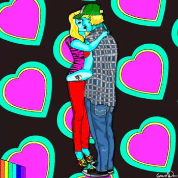 hug kiss couple mood love artistic psychedelic PFP