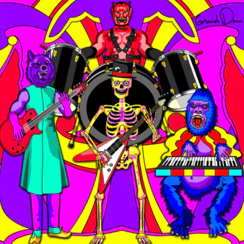 gorilla skull zombie skeleton guitar drum set artistic psychedelic PFP