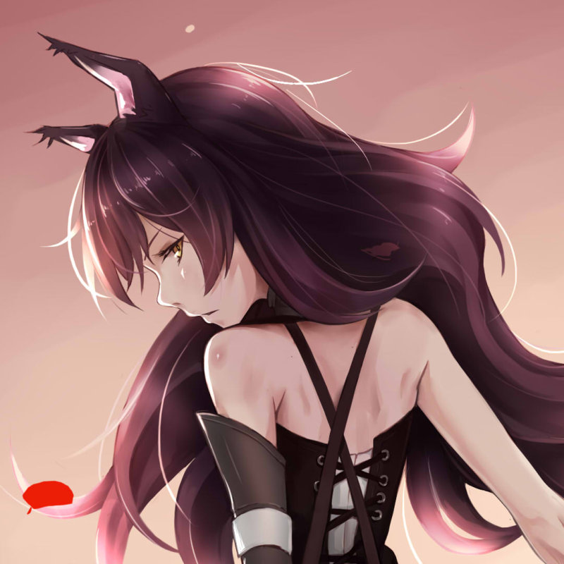 Anime forum avatar of Blake Belladonna (RWBY), rear view with long purple hair, cat-like ears and a katana, anime-style profile image.