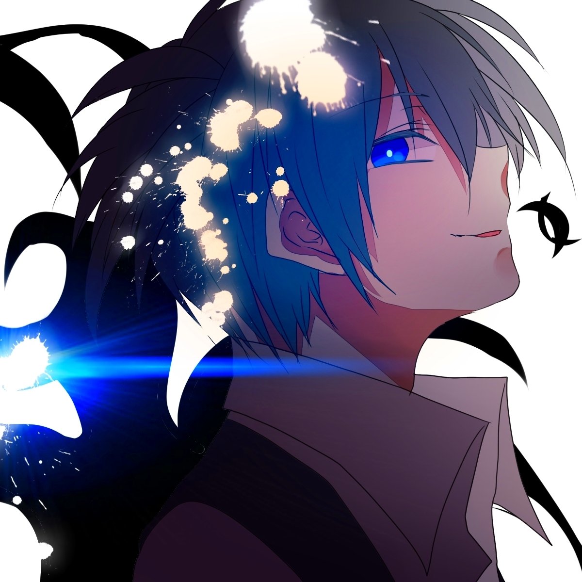 Anime-style avatar of Nagisa Shiota from Assassination Classroom, featuring his blue hair and confident expression with artistic light effects in the background.