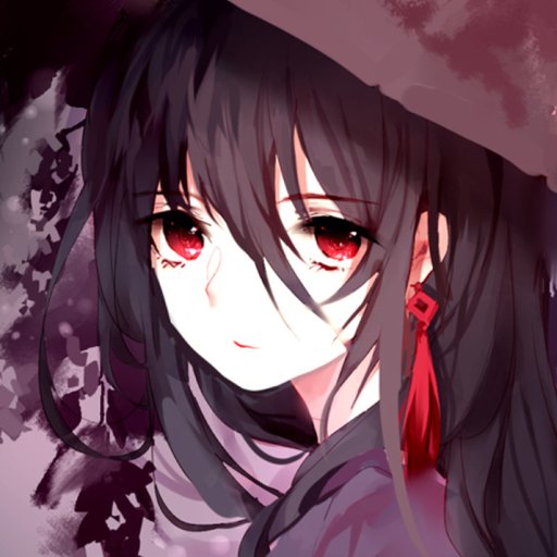 Download Umbrella Black Hair Red Eyes Flower Anime Original PFP