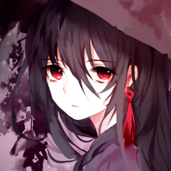 umbrella black hair red eyes flower Anime Original PFP